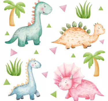 Autocolantes de dragões e dinossauros Dinossauros répteis fofos - TenStickers