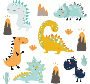 Autocolantes de dragões e dinossauros Vulcão de dinossauro nórdic - TenStickers