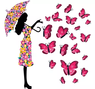 Autocolantes decorativos de pessoas Menina borboleta - TenStickers