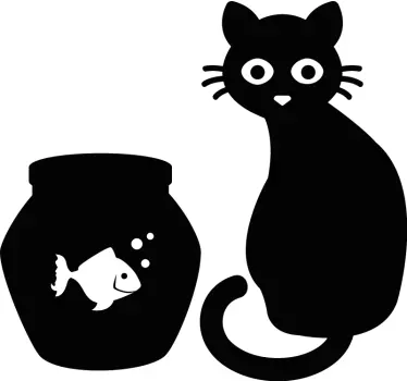 Autocolante decorativo com peixes Gato e peixe - TenStickers