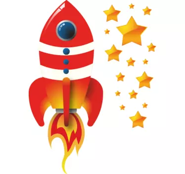 Autocolante infantil foguetão com estrelas - TenStickers