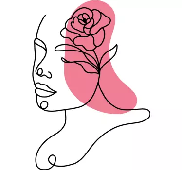 Autocolantes flores Rosto de mulher linhas de flores - TenStickers