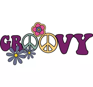 Autocolantes decorativos Vintage Descolado dos anos 70 com flores - TenStickers