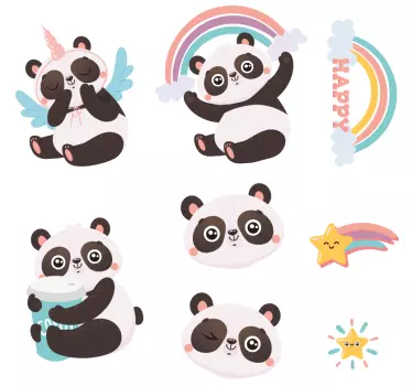 Vinil com animais selvagens Conjunto de pandas - TenStickers