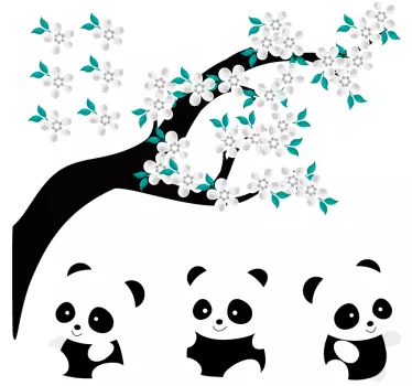 Autocolante cena de panda em flor - TenStickers