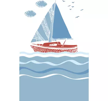 Autocolante decorativo marítimo barco à vela - TenStickers