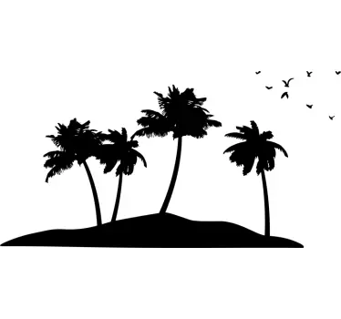 Autocolante decorativo de silhuetas ilha palmeira - TenStickers