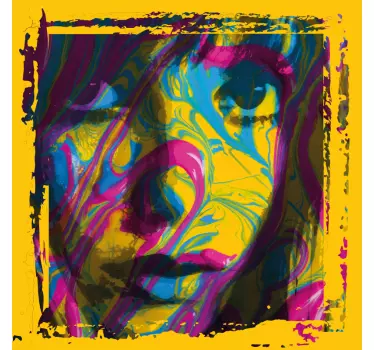 Autocolante de arte rosto abstrato vibrante - TenStickers