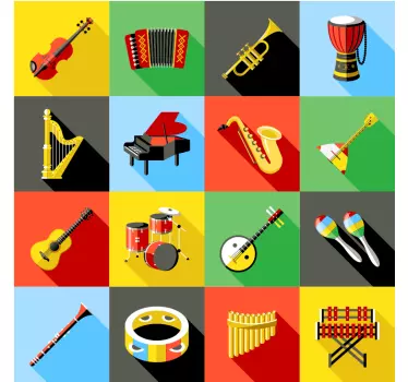 Autocolantes decorativos Musicais Uma infinidade de instrumentos  - TenStickers