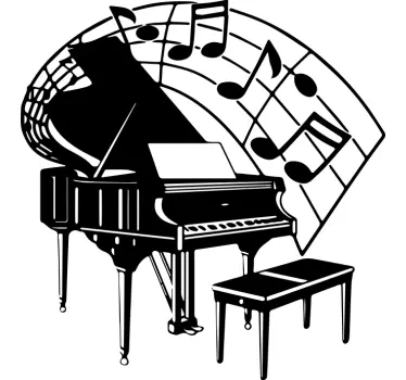 Vinil sala de estar Notas musicais com instrumentos musicais - TenStickers