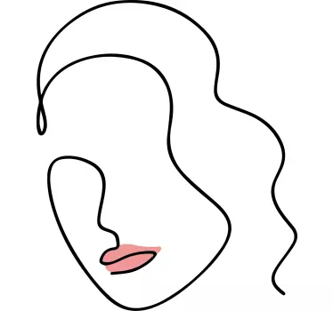 Autocolante de arte rosto em linha minimalista - TenStickers