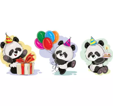 Autocolantes decorativos de ilustrações Festa de aniversário pand - TenStickers