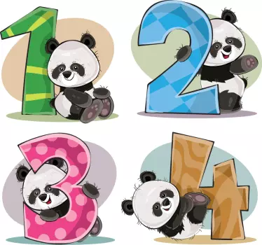 Autocolantes decorativos de ilustrações Números de panda - TenStickers