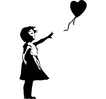Autocolante decorativo rapariga e balão Banksy - TenStickers