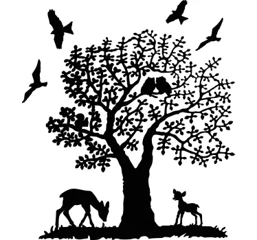 Vinis para quarto infantil árvore com animal - TenStickers