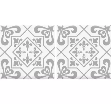 Adesivos azulejos Padrões de ladrilhos de cimento cinza e branco - TenStickers