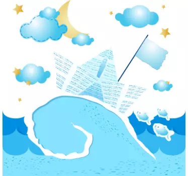 Adesivo infantil barco de papel - TenStickers