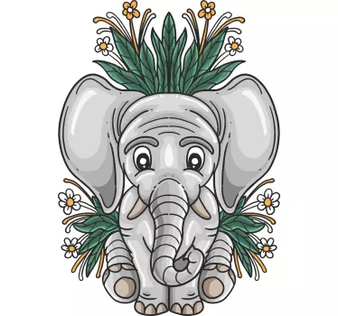 Autocolante animal ilustração de elefante fofo - TenStickers