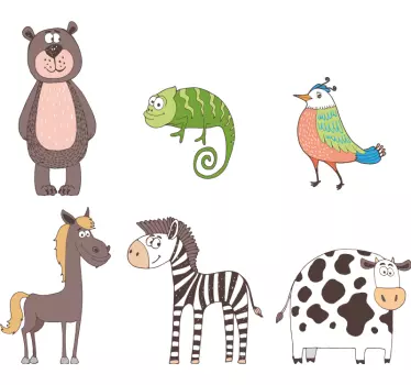 Vinis para quarto infantil Colagem de animais fofos - TenStickers