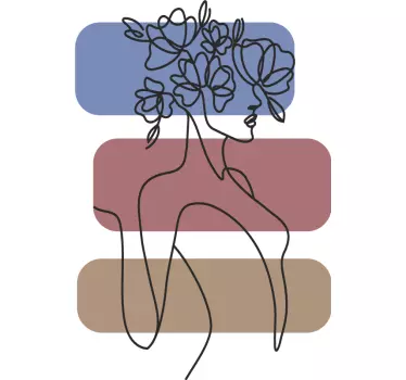 Autocolante de arte perfil de silhueta floral - TenStickers