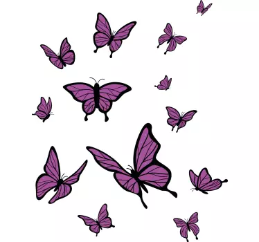 Autocolante decorativo com borboletas Borboletas voadoras rosa - TenStickers