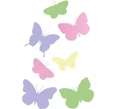 Autocolante decorativo com borboletas Borboletas coloridas pastel - TenStickers