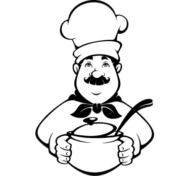 Adesivo autocolante para Cozinha produtopreto e branco do chef - TenStickers