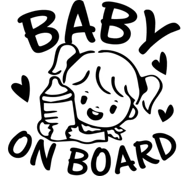 Bebe a bordo personalizado Garotinha com garrafa - TenStickers
