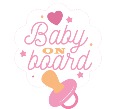 Bebe a bordo personalizado Nuvem branca com chupeta e texto - TenStickers
