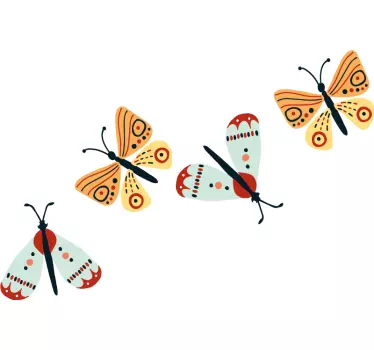 Autocolante animal conjunto de borboletas coloridas - TenStickers