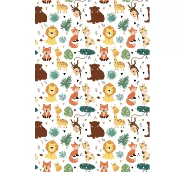 Vinil para móveis Animais selvagens fofos com folhas - TenStickers