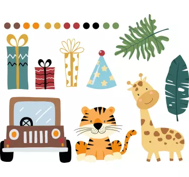 Autocolante decorativo para bebé Animais adoráveis do safari com  - TenStickers