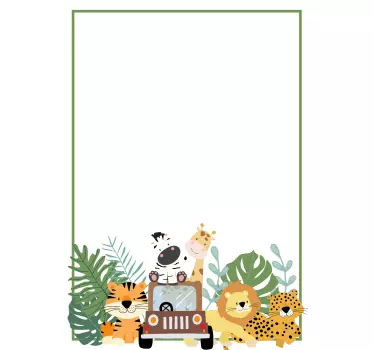 Quadro branco adesivo aventura no safari animal - TenStickers