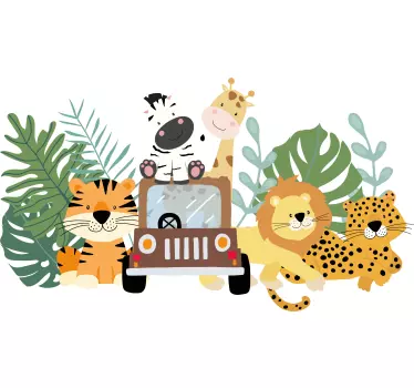 Vinil cabeceira Animais de safári com leão-zebra e girafa - TenStickers