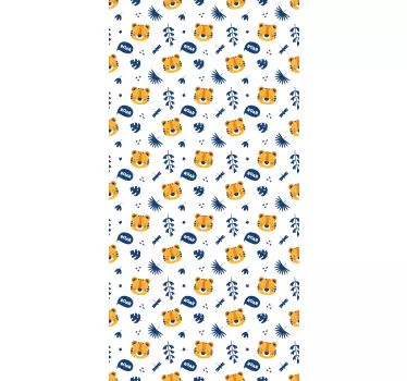 Vinil para móveis Padrão de cabeça de filhote de tigre e libélula - TenStickers