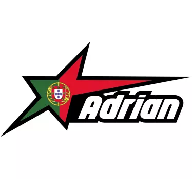 Autocolante para carro bandeira Portugal com nome - TenStickers