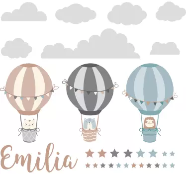 Autocolantes decorativos de ilustrações Balões e nuvens de cor pa - TenStickers