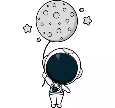 Autocolantes decorativos de ilustrações Astronauta fofo e balão l - TenStickers