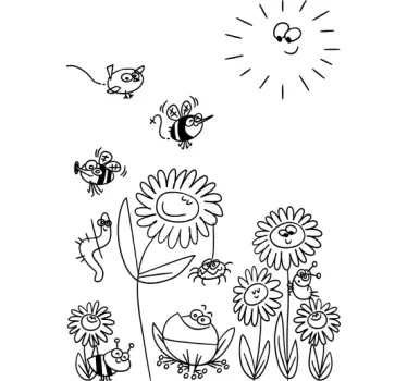 Vinilo infantil flores e insetos - TenStickers