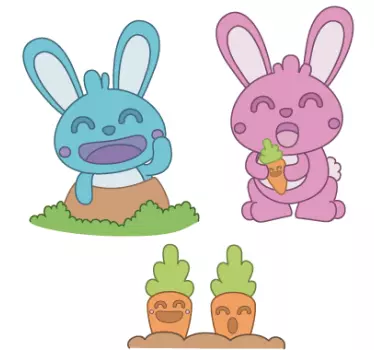 Vinil decorativo infantil coelhos e cenouras - TenStickers