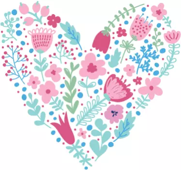 Vinil Decorativo Coração Floral - TenStickers