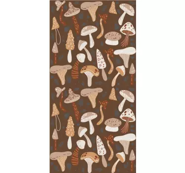 Vinil para frigorífico Cogumelos da floresta em fundo marrom - TenStickers