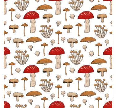 Vinil para frigorífico Cogumelos e flores amarelos e vermelhos - TenStickers