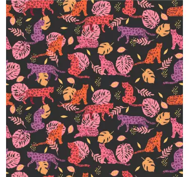 Vinil para móveis Botânico tropical escuro e padrão de leopardo - TenStickers
