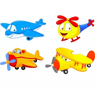 Autocolantes decorativos de ilustrações Aviões e helicópteros com - TenStickers