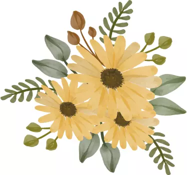 Autocolantes flores Girassóis de outono em riscas pretas e branca - TenStickers