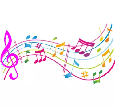 Vinil decorativo notas musicais com cores - TenStickers