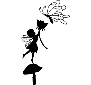 Adesivo de parede infantil fada flor borboleta - TenStickers