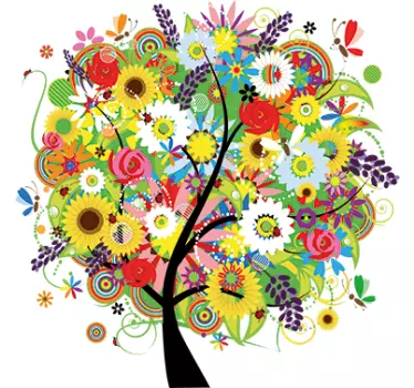 Mural de parede árvore e flores de verão - TenStickers