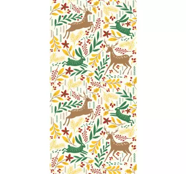 Vinil para frigorífico Padrão de cervo cinza e flores amarelas - TenStickers